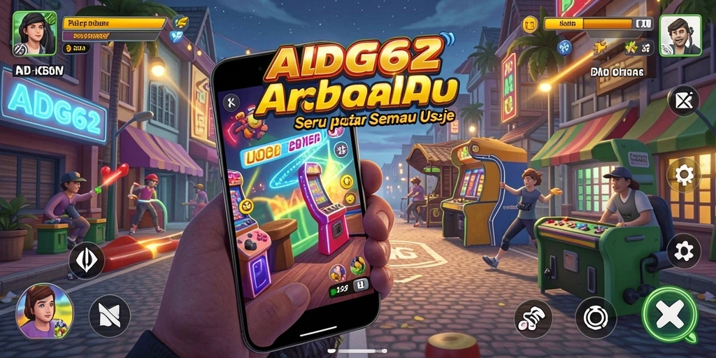 Screenshot utama ADG62 menampilkan aksi gameplay Arcade yang seru.