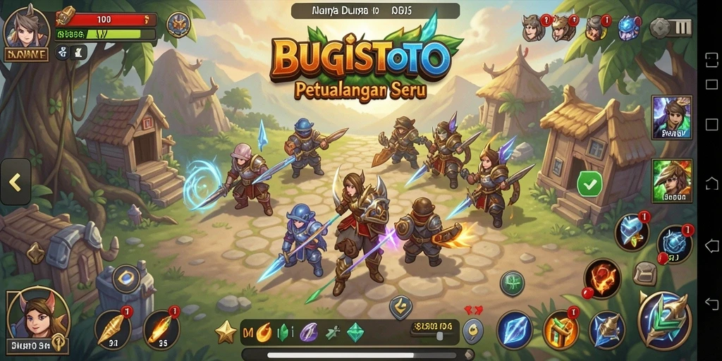 Screenshot gameplay <strong>BUGISTOTO</strong> yang menunjukkan pertarungan seru di dunia RPG.