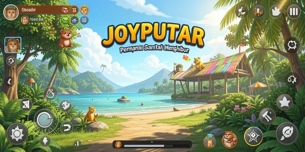 Tampilan seru gameplay JOYPUTAR yang penuh warna.