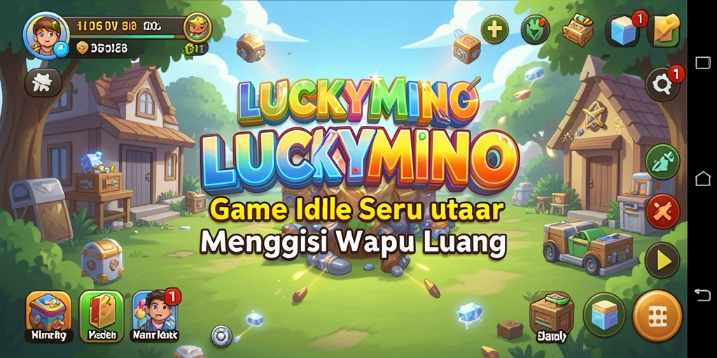 Tampilan gameplay seru dari LUCKYMINO yang menampilkan momen pengumpulan sumber daya.
