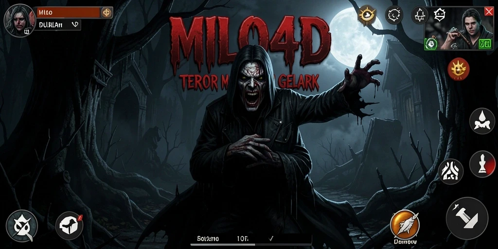 Tampilan gameplay menyeramkan dengan kegelapan dan makhluk-makhluk menakutkan.
