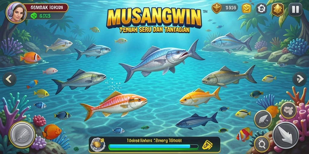Tampilan menarik dari gameplay Tembak Ikan MUSANGWIN yang penuh warna.