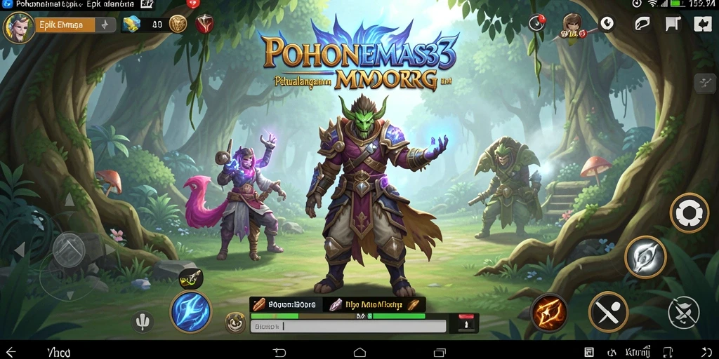 Screenshot gameplay POHONEMAS33 yang menunjukkan aksi pertempuran seru di dunia MMORPG.