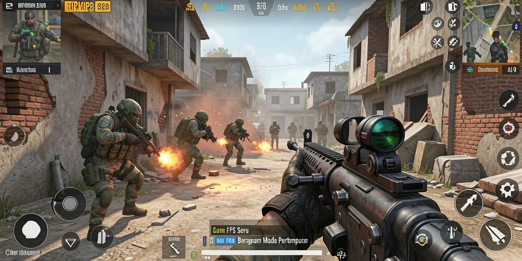 Gameplay RPVIP8 memperlihatkan aksi menembak yang intens dan mendebarkan.