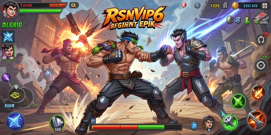 Gameplay RSNVIP6 menunjukkan karakter bertarung dengan grafis yang luar biasa.
