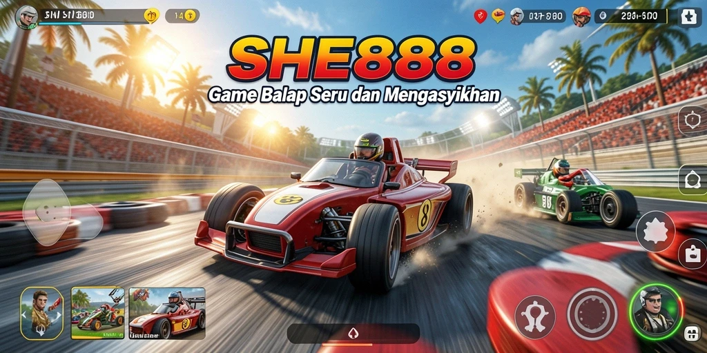 Gameplay balap seru dengan grafis menakjubkan dalam SHE888.