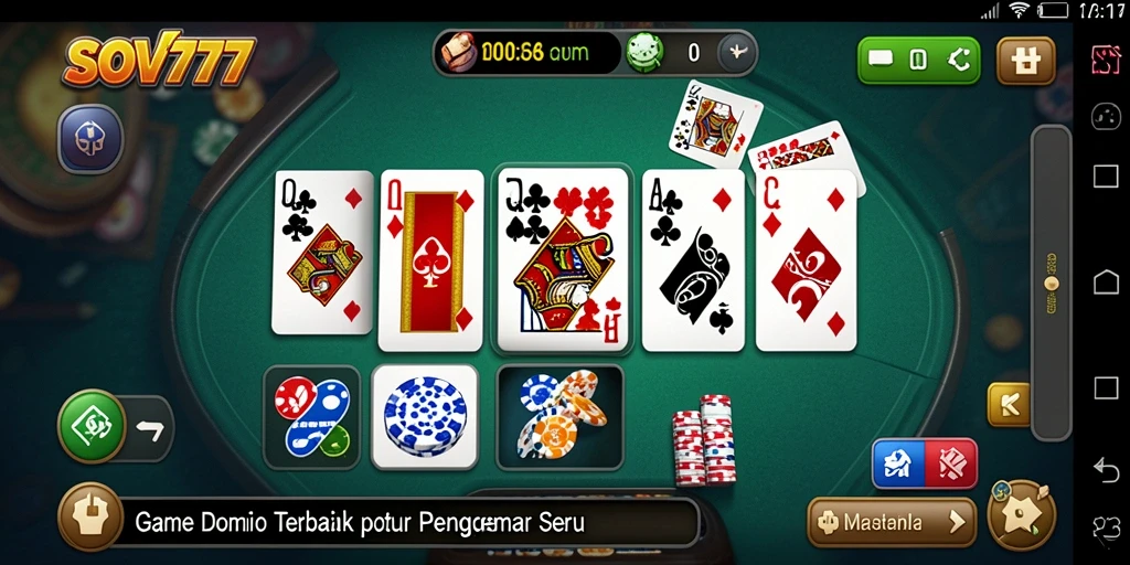 Tampilan gameplay seru dalam SOV777 saat bermain Domino.